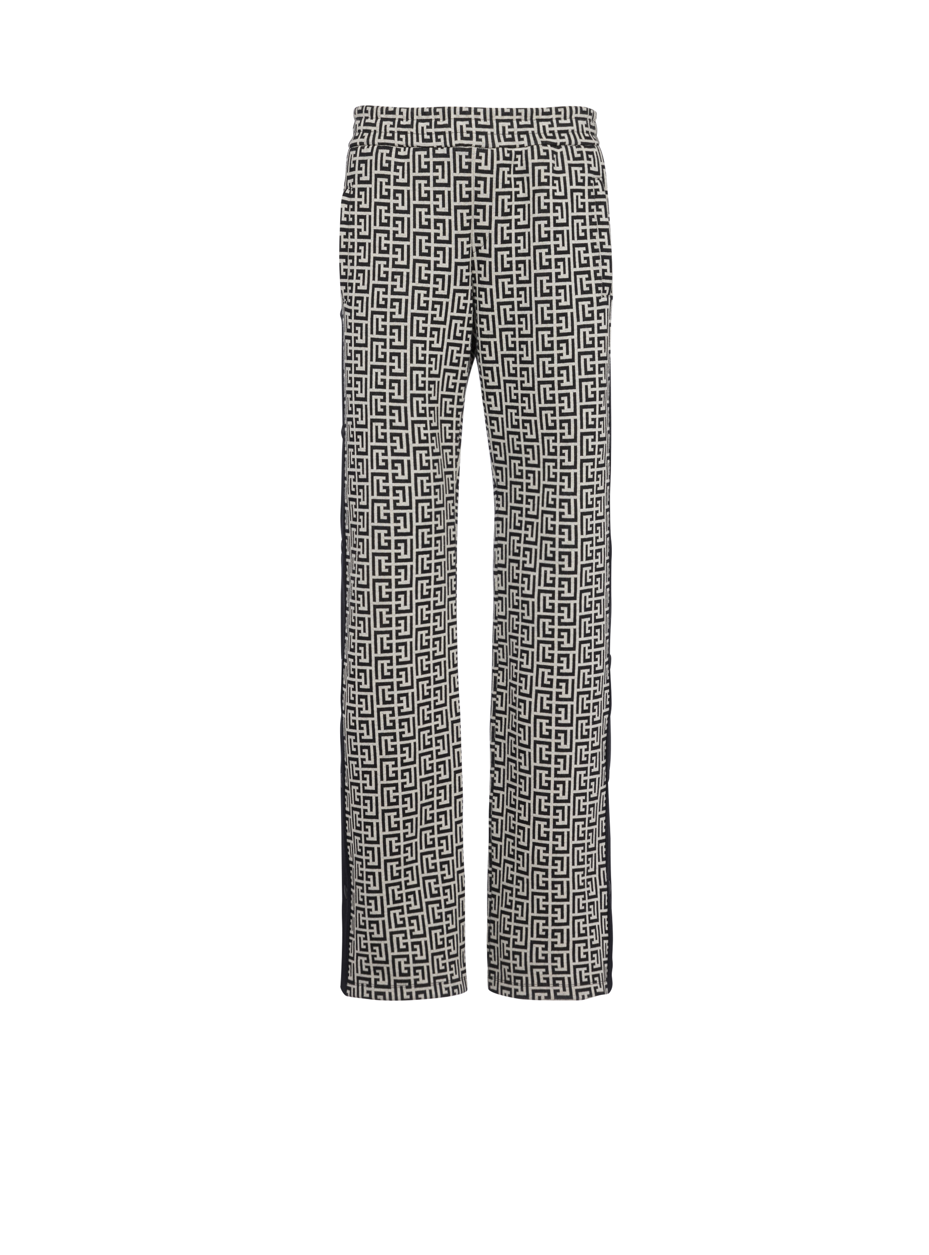 Wide-legged pyjama pants with Balmain monogram and snap buttons, black