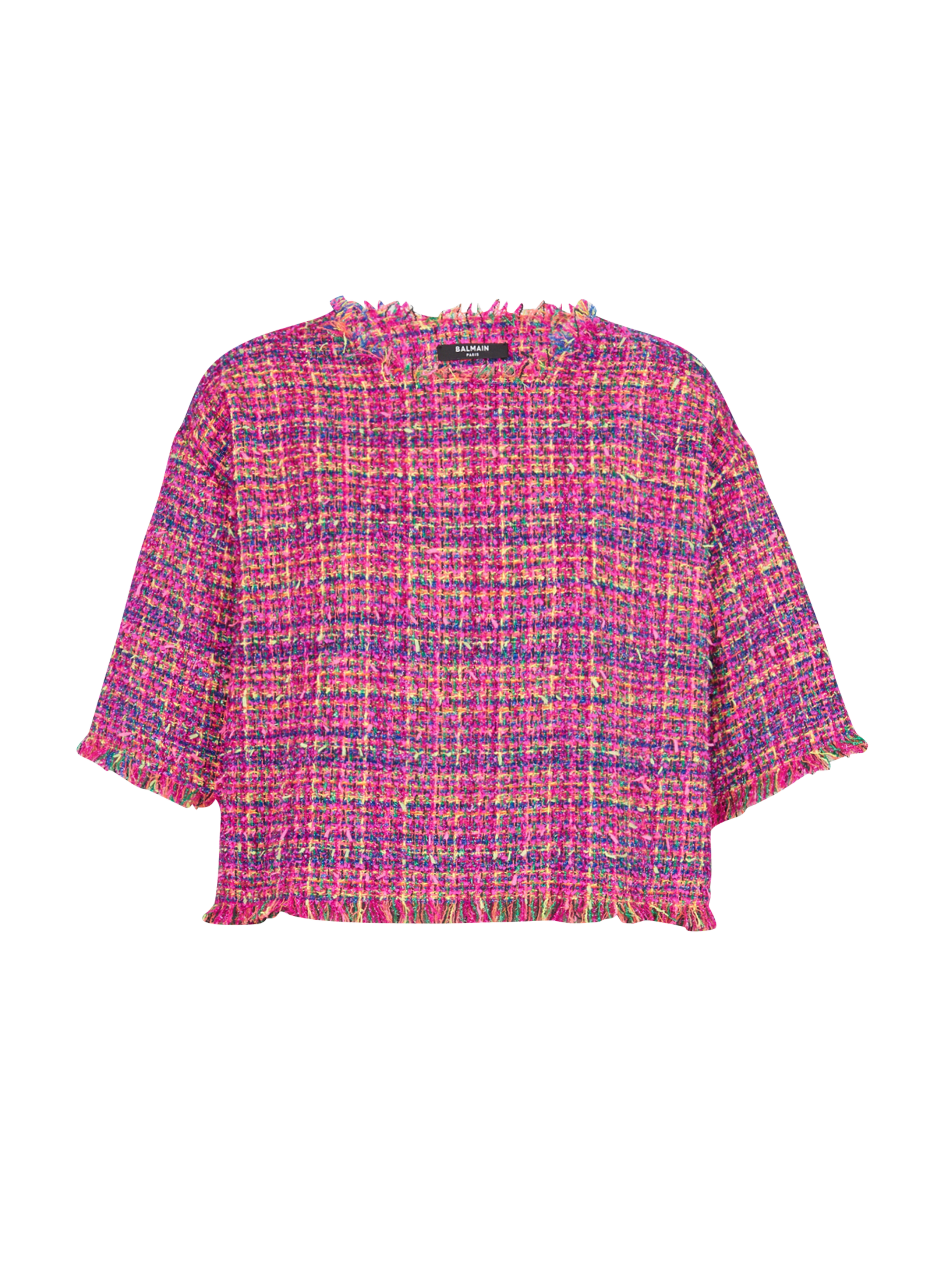 Cropped tweed T-shirt, pink