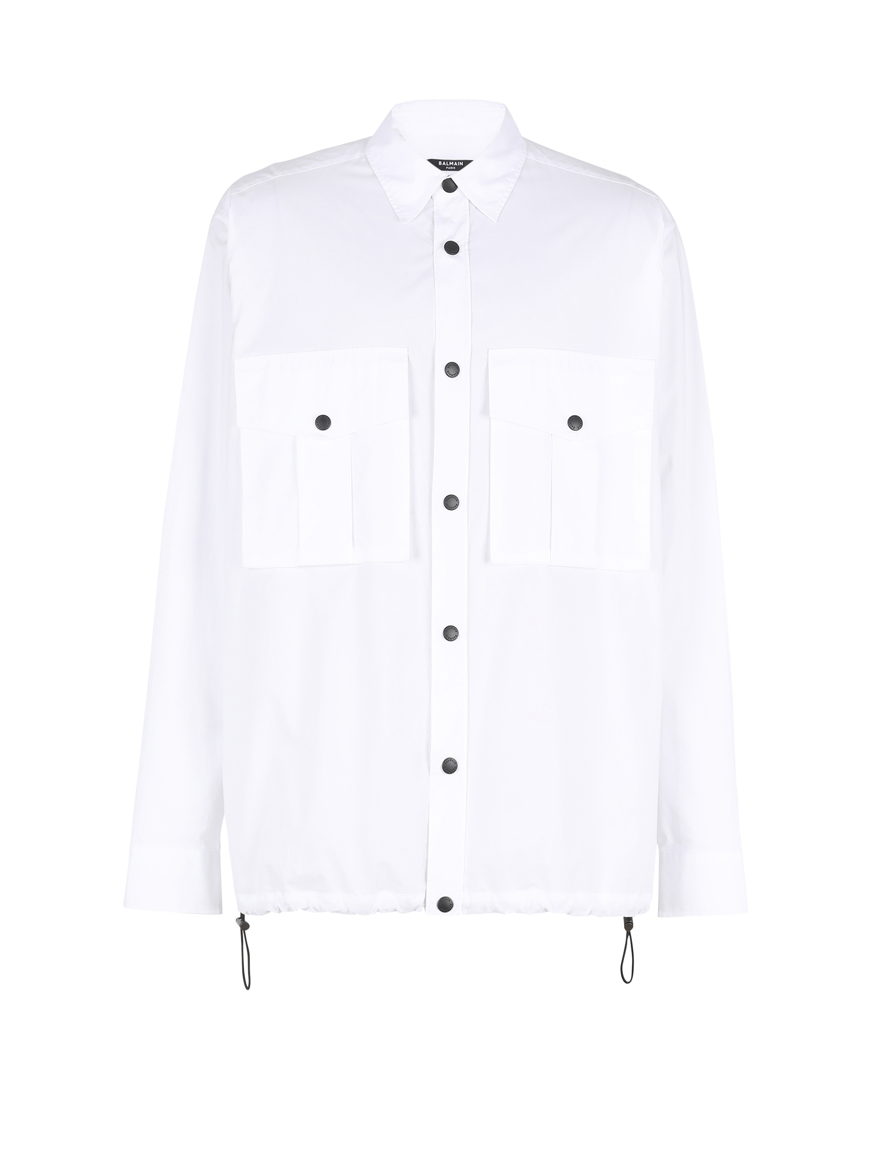Nylon shirt with Balmain monogram, white