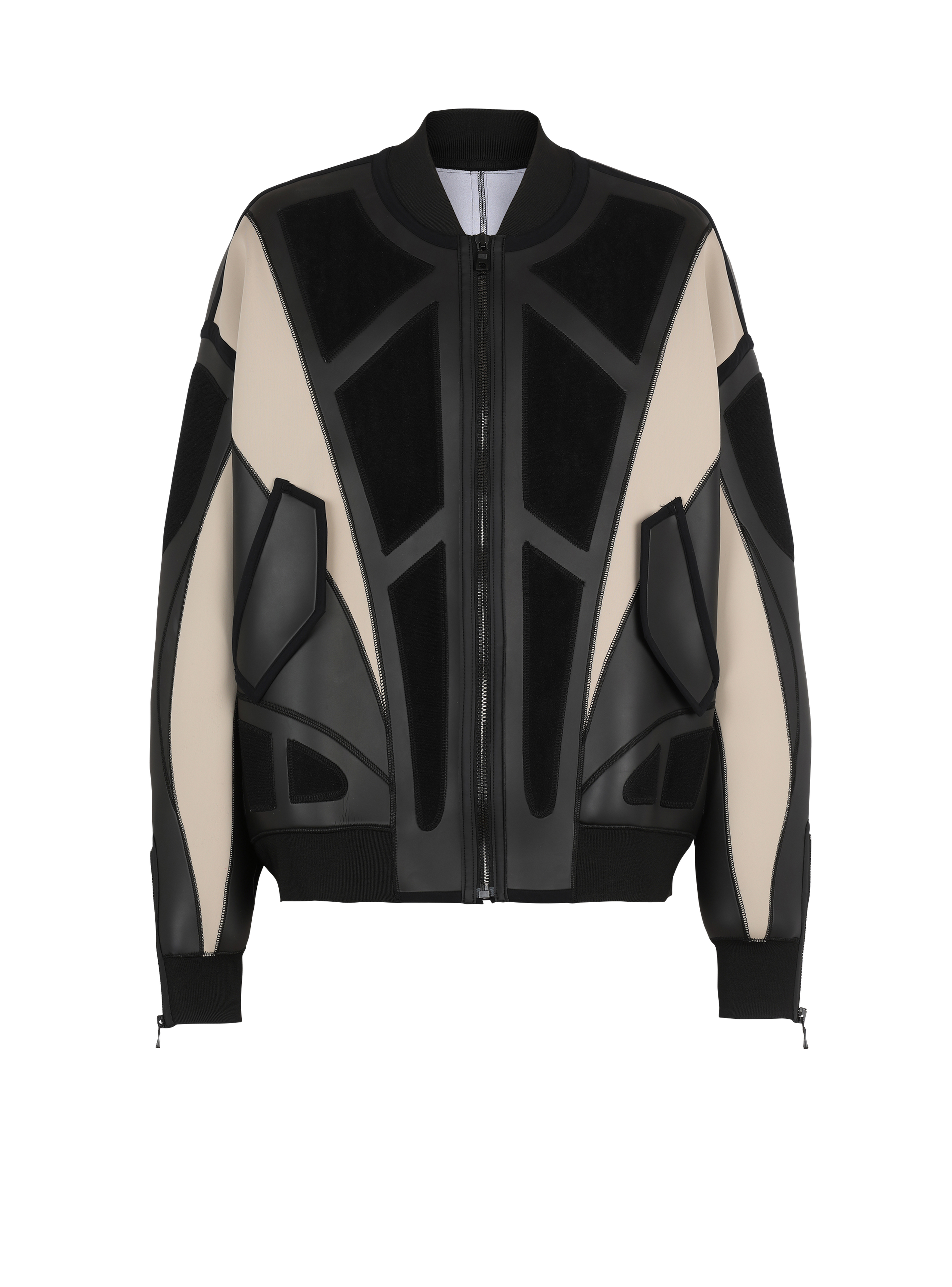 Neoprene bomber jacket with inserts, black