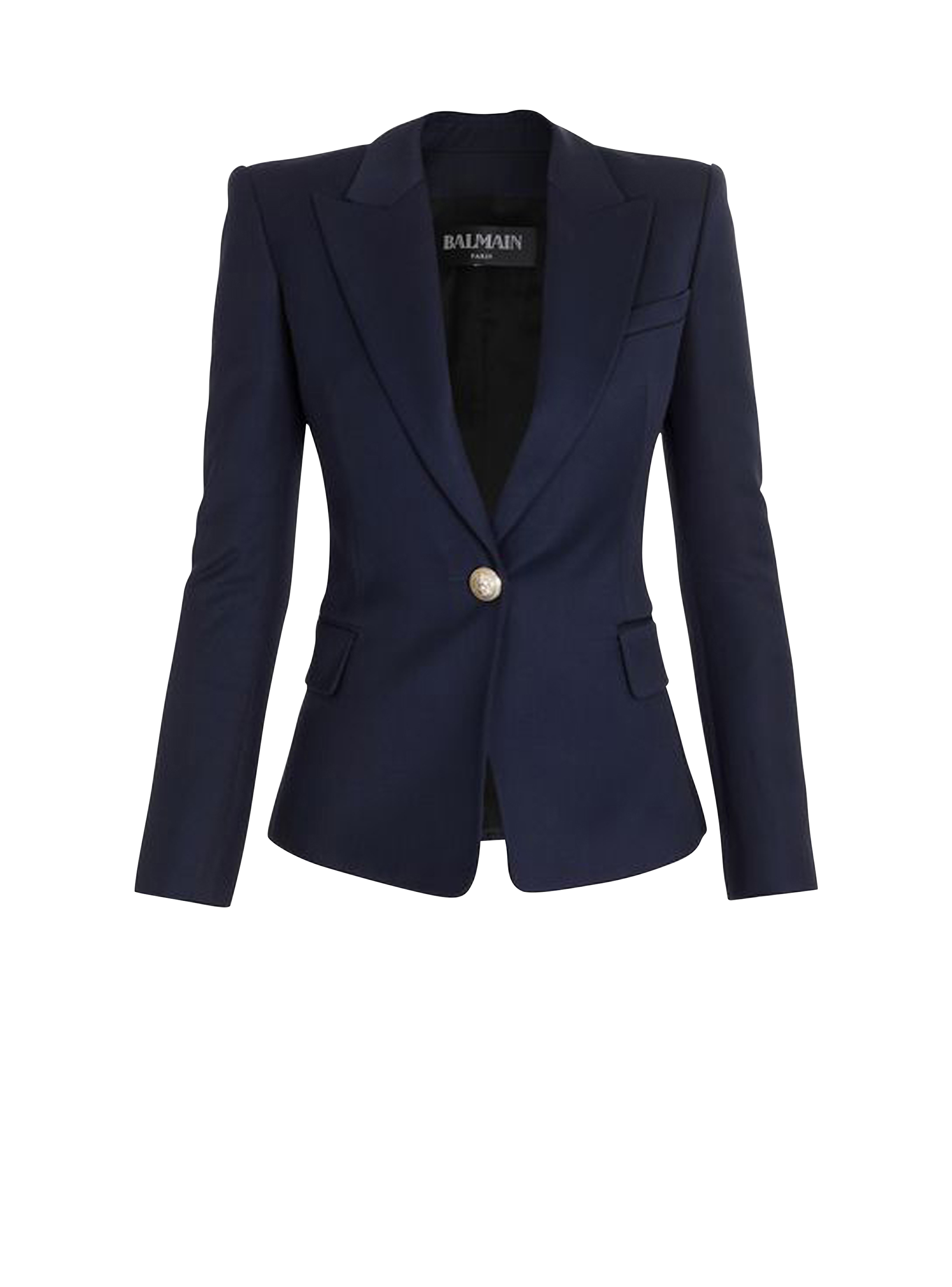 Wool single-button blazer, navy