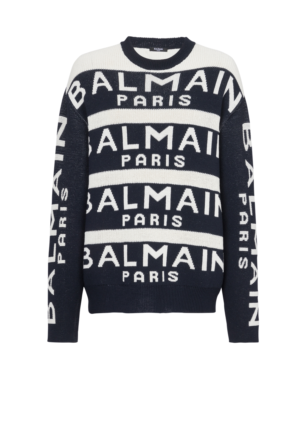 Sweater embroidered with Balmain Paris logo, black, hi-res