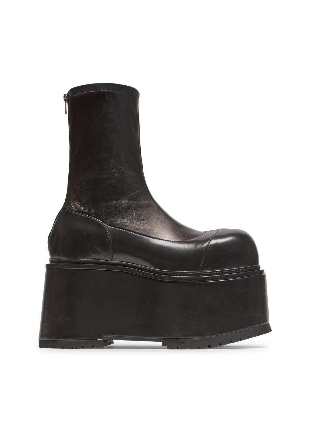 Leather platform boots, black, hi-res