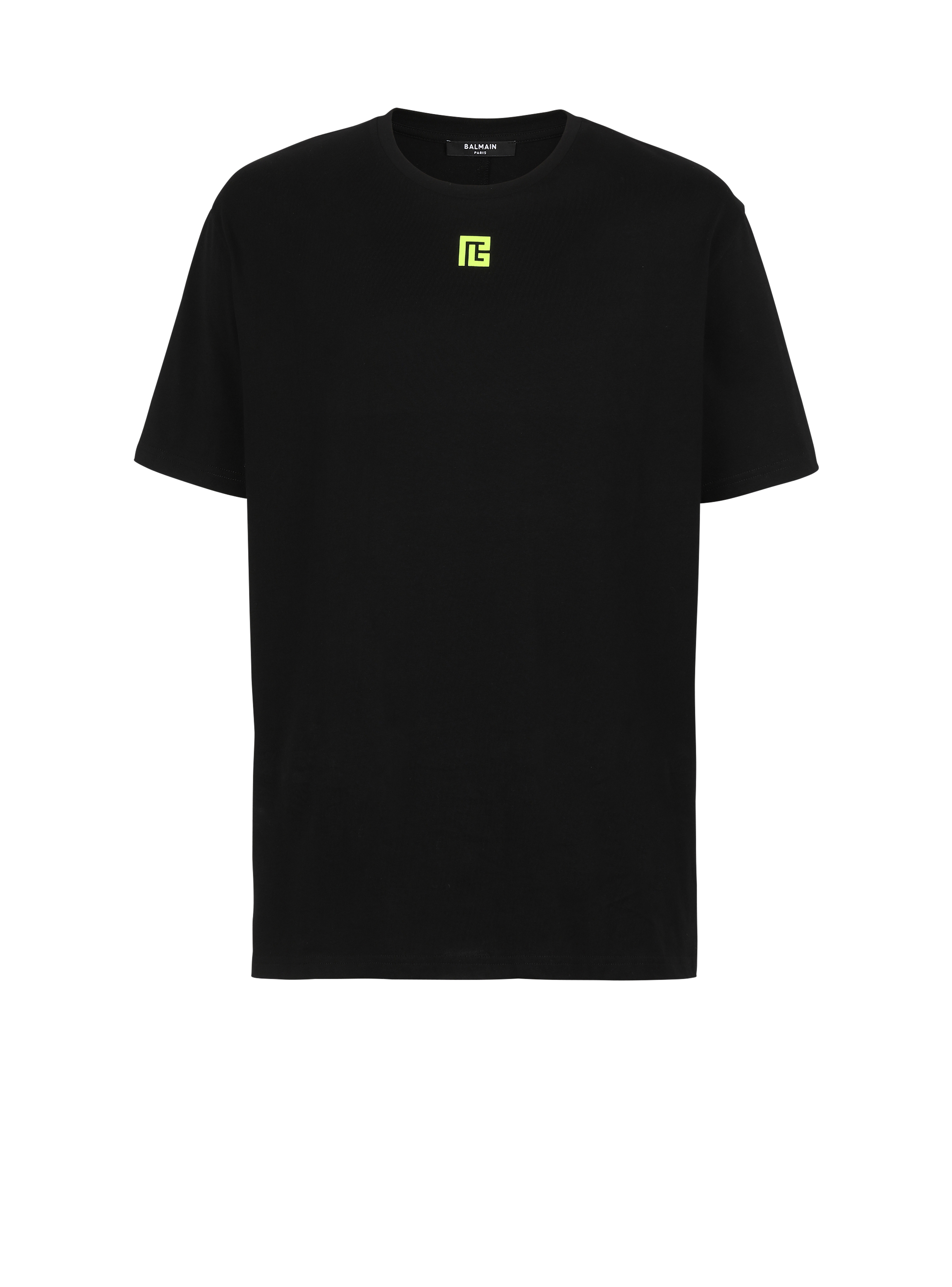 EXCLUSIVE - Cotton T-shirt with maxi Balmain logo print on back, black