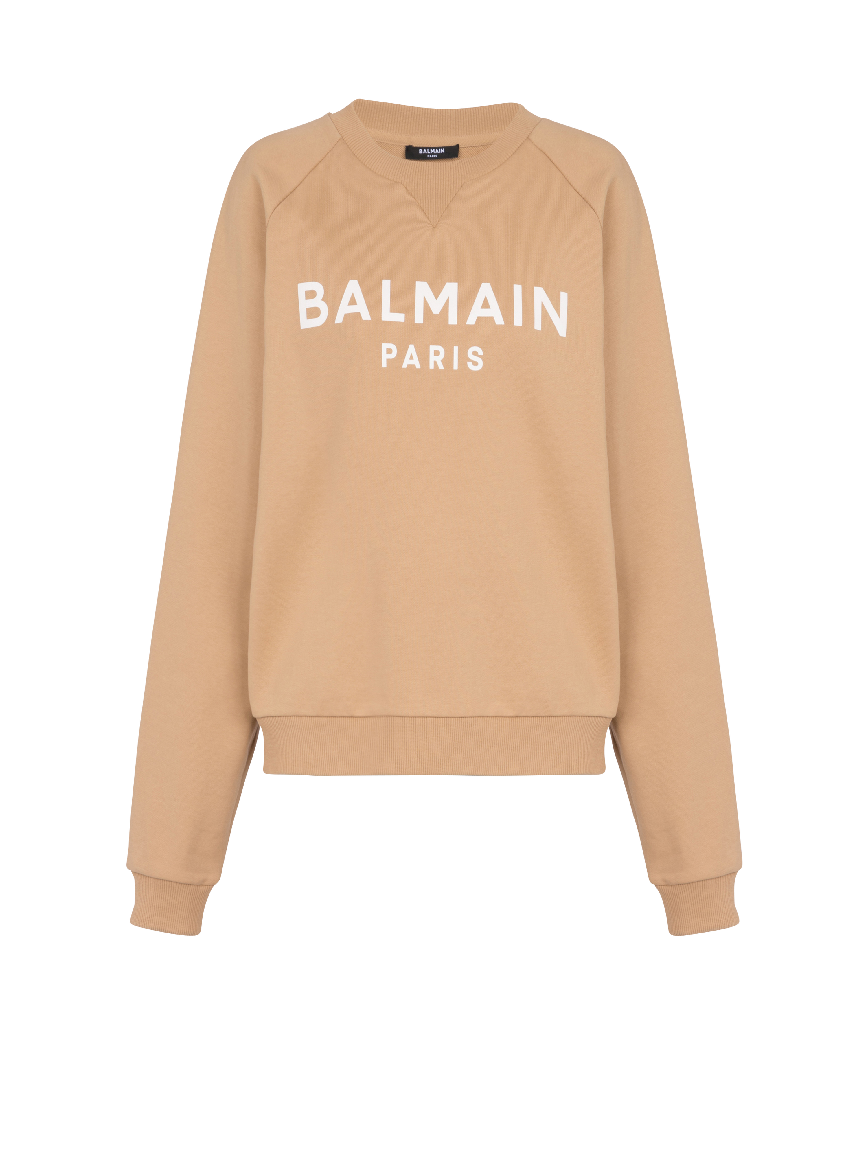 Cotton printed Balmain logo sweatshirt, brown