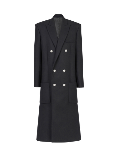 Long asymmetrical wool coat