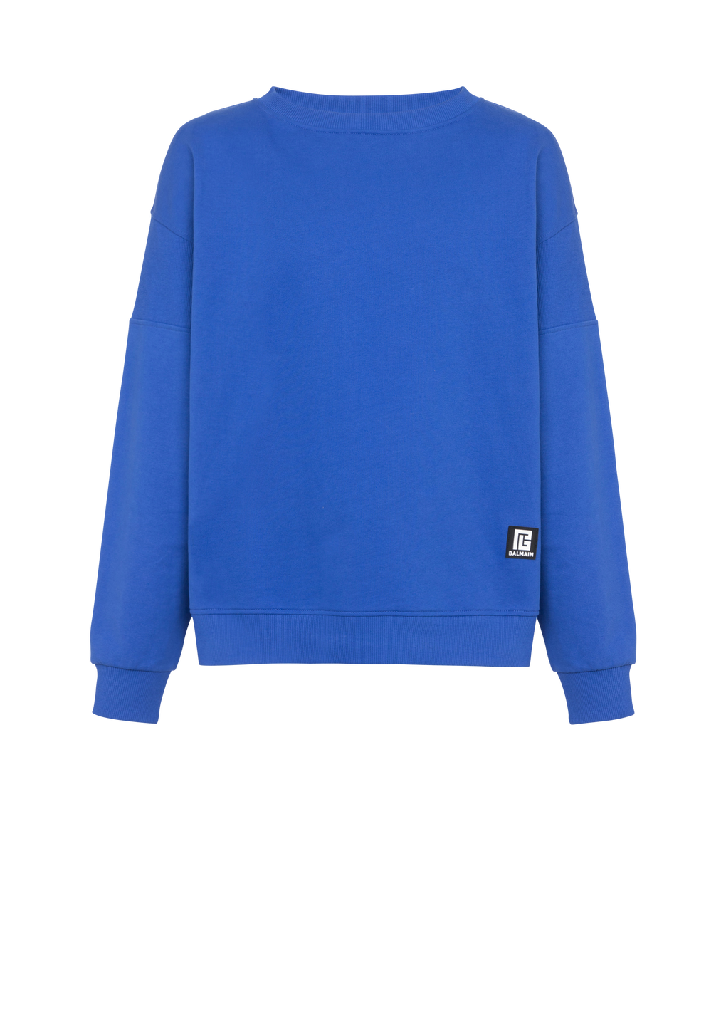 Eco-designed cotton sweatshirt with Balmain logo print, navy, hi-res