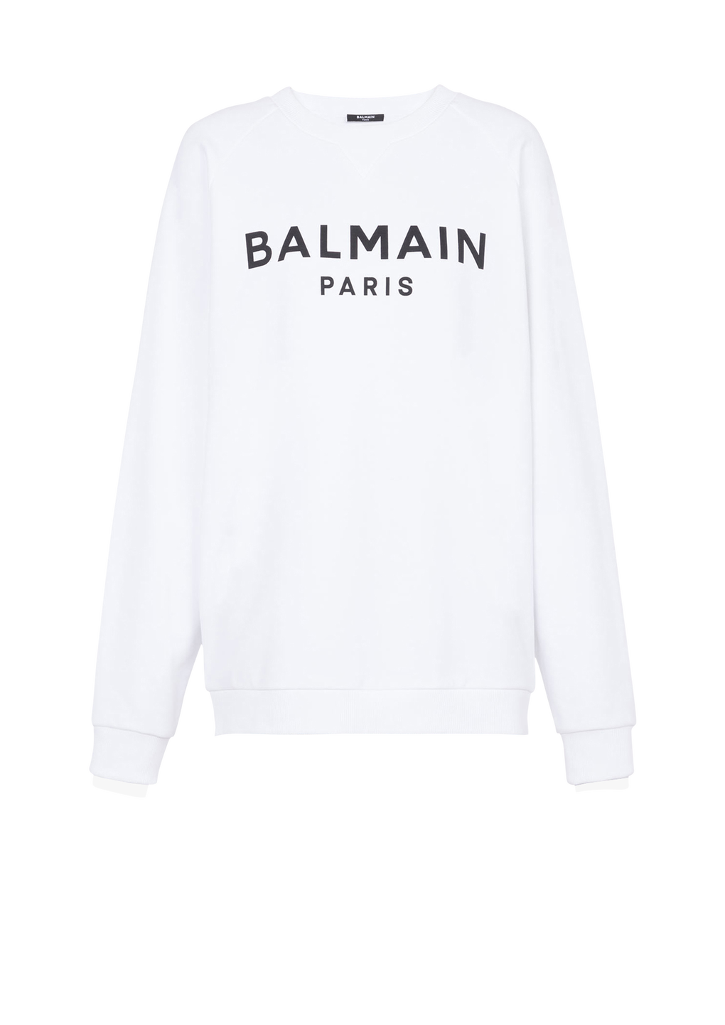 Eco-designed cotton sweatshirt with Balmain Paris logo print, white, hi-res
