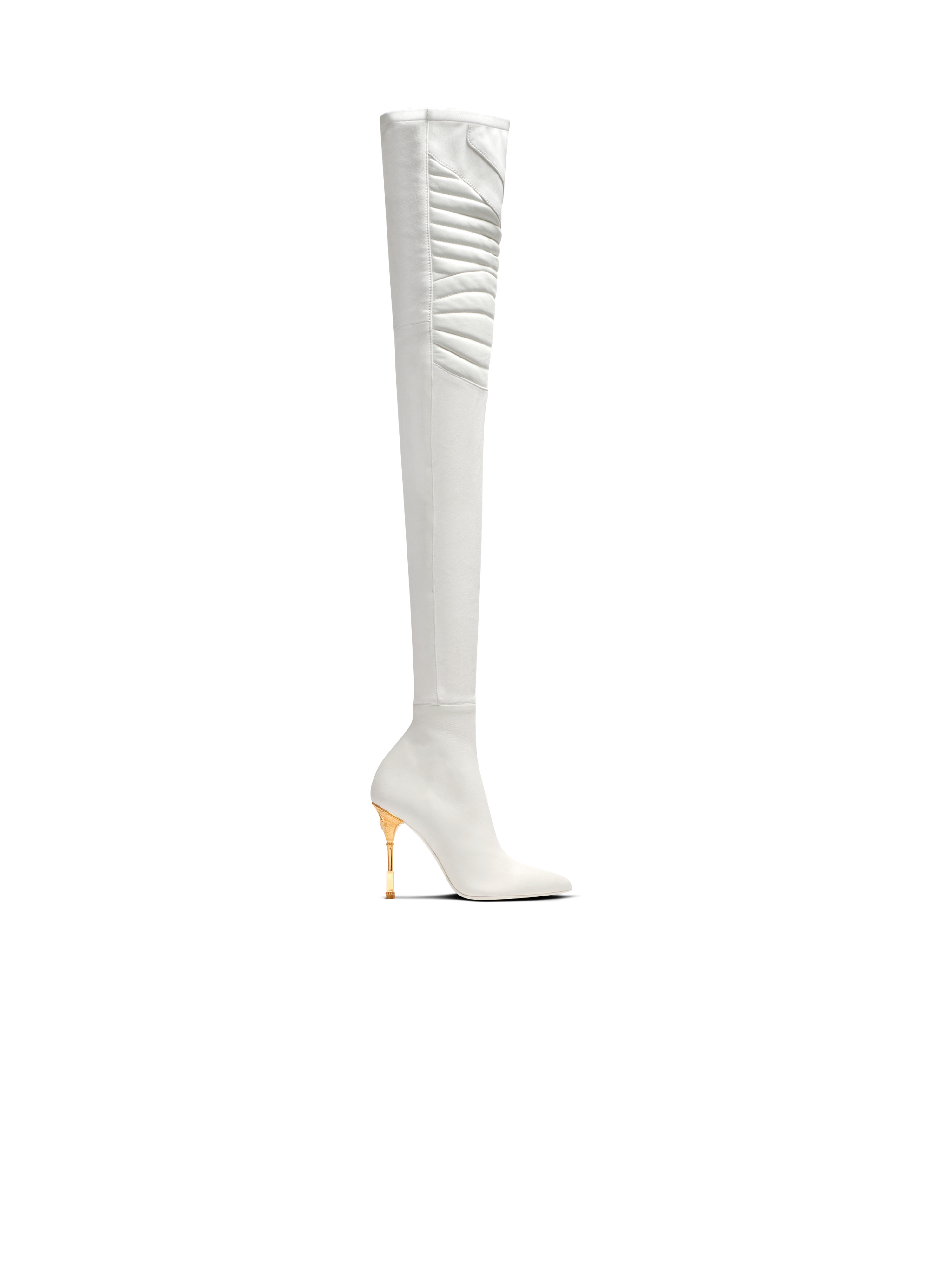 Moneta leather thigh-high boots, white