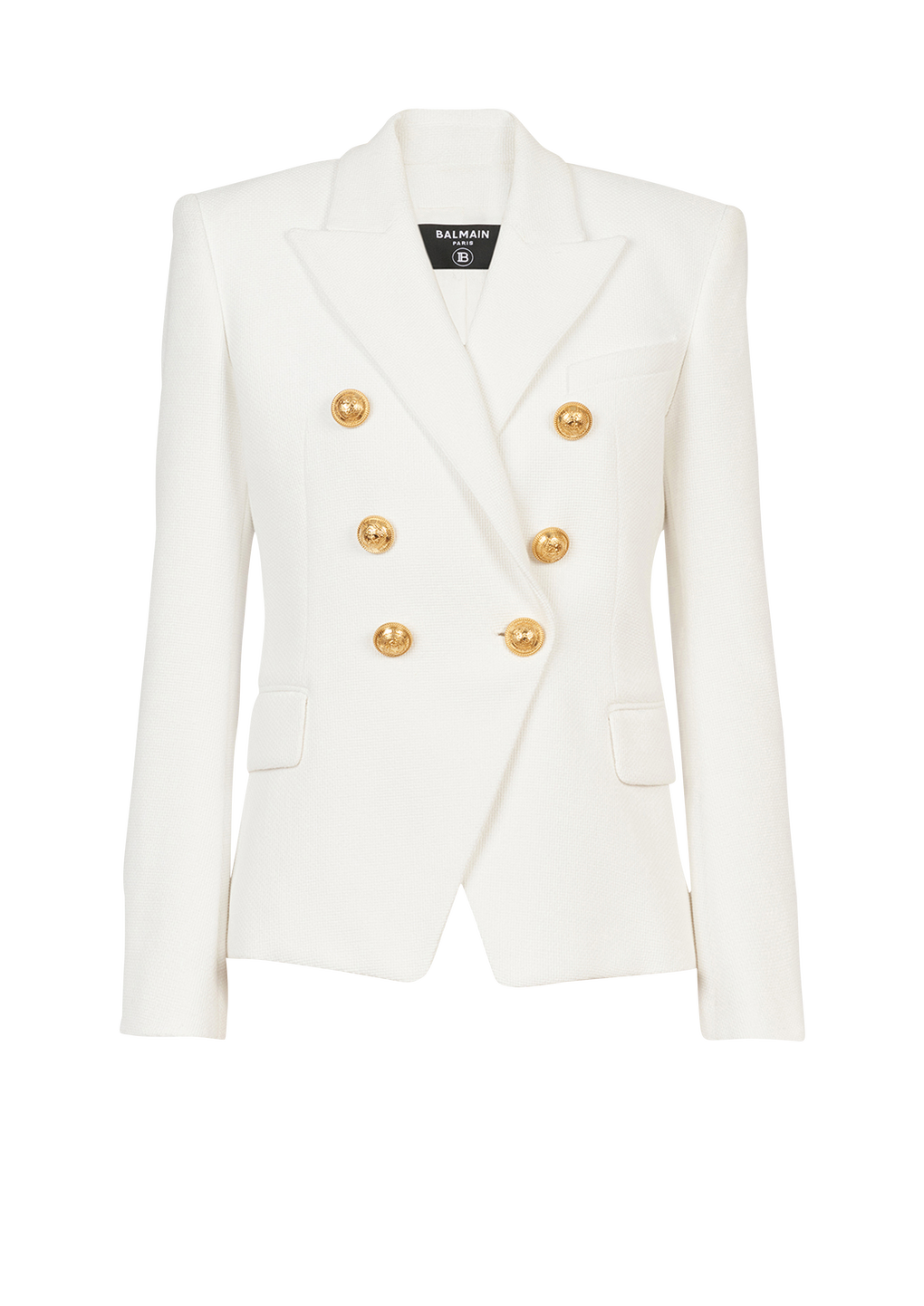 Cotton piqué double-buttoned jacket, white, hi-res